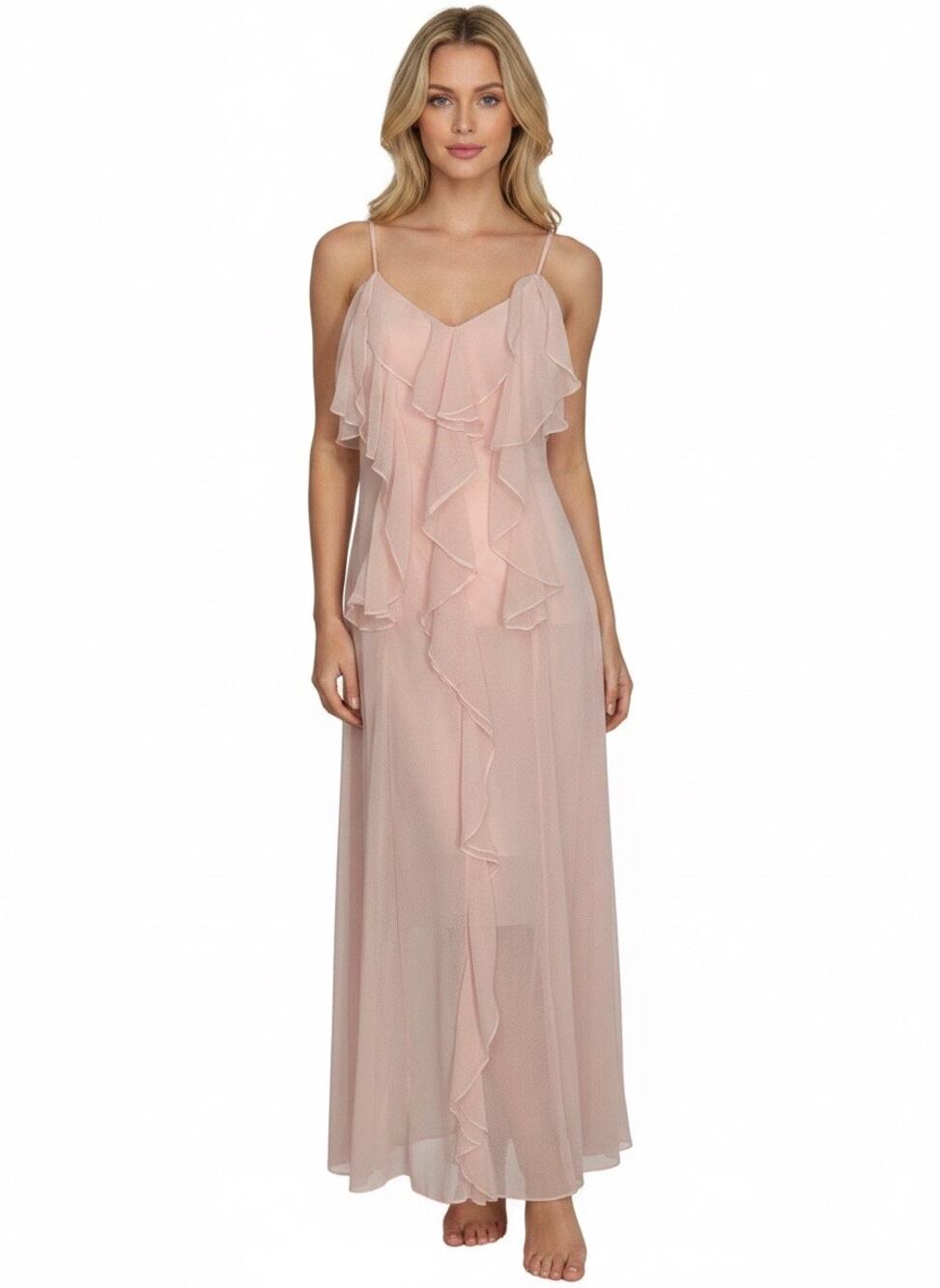 NWT Vero Moda Blush Pink Ruffle Maxi Dress Size Small